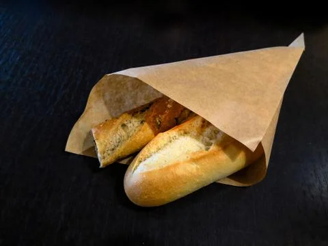French baguette bread on table Stock Photos