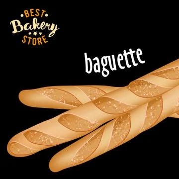 French baguettes vector. Baked bread product. Illustrazione stock
