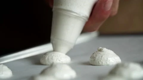 French Bakery chef piping macarons Stock Footage 238503301
