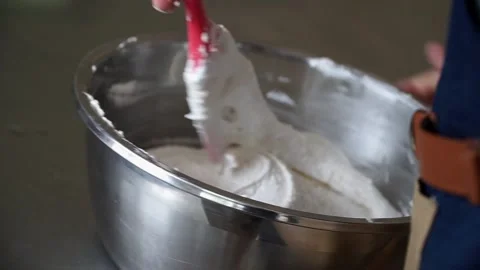 French Bakery chef preparation of macaronnade dough Stock Footage 238501908