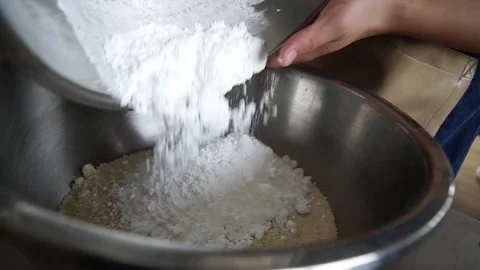 French Bakery chef preparation of macarons dough 스톡 동영상 238501831