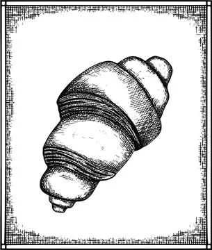 French bakery vector sketch croissant. Engraved pastry. Design element for menu Stock Illustration