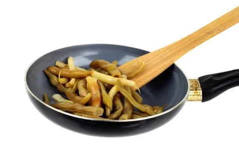 French beans on pan Stock Photos