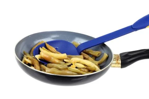 French beans on pan Stock Photos