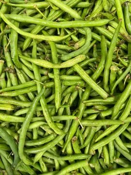 French beans, string beans, snap beans stacked up Stock Photos