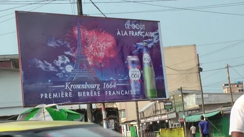 French beer add in Douala Video stock 81066893