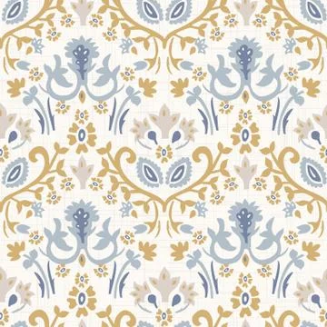 French blu shabby chic damask vector texture background. Antique white yellow Stockillustratie