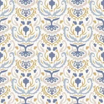 French blu shabby chic damask vector texture background. Antique white yellow 스톡 일러스트