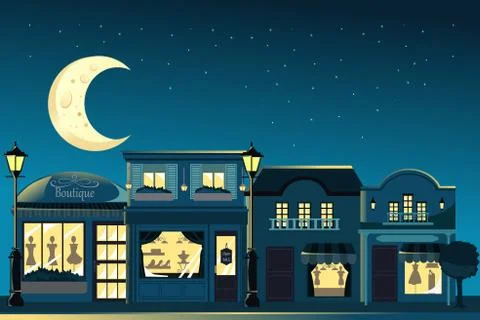 French boutique stores Stock Illustration
