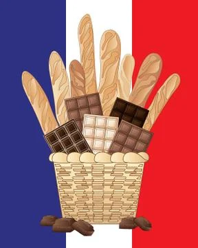 French bread and chocolate Stock Illustration