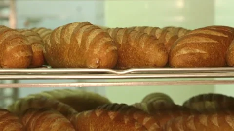 French bread in the bakery Stock Footage 43216916