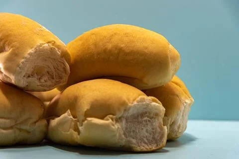 French bread on the bluish background. Stock-Fotos