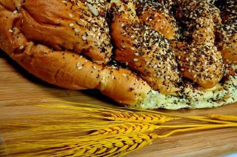 French bread on a cutting board Stock Photos