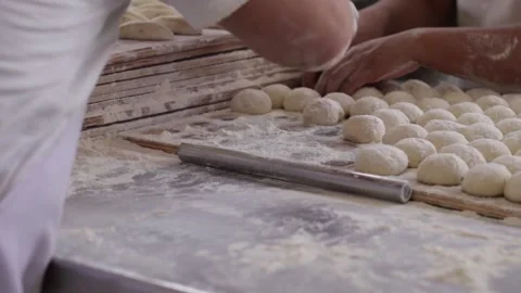 French bread elaboration. Concept of food industries. Видео 221216171