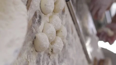 French bread elaboration. Concept of food industries. Stock Footage 221216568