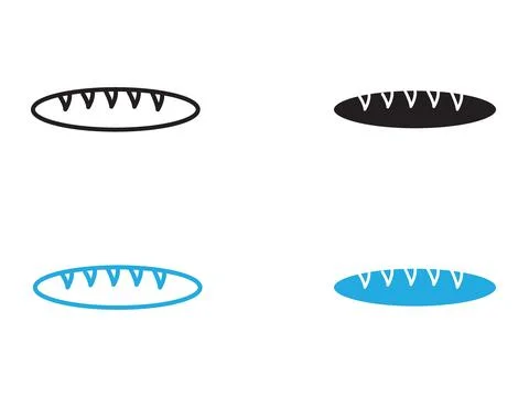 French bread icon black and white vector outline sign Stockillustratie