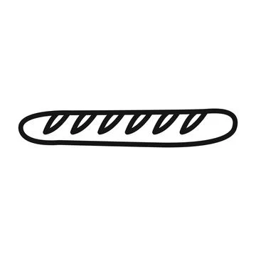 French bread icon Black line art vector logo 스톡 일러스트