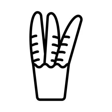 French bread icon linear logo mark in black and white Stock Illustration