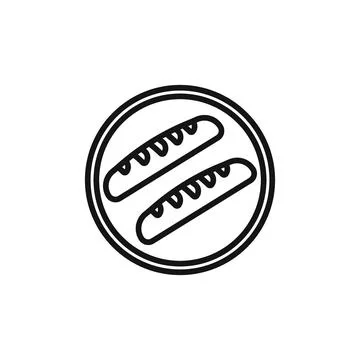 French bread icon outline collection in black and on white background Illustrazione stock