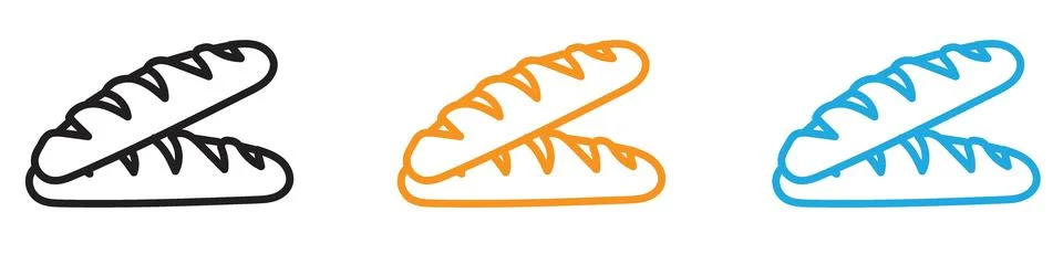 French bread icon vector logo set collection for web app ui Illustrazione stock
