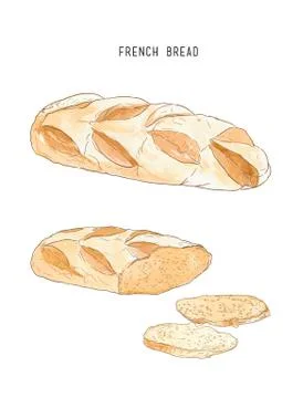 French bread pastry , hand drawn sketch vector. Stock Illustration