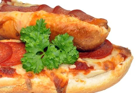 French Bread Pepperoni Pizza Stock Photos