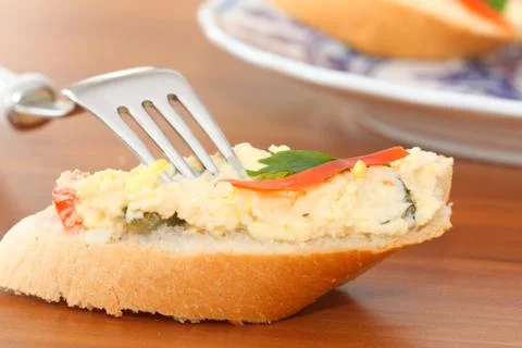 French bread with salad Stock Photos