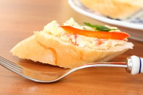 French bread with salad Stock Photos