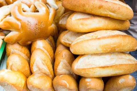 French Bread stack Stock Photos