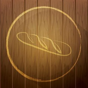 French Bread On Wooden Background Stock Illustration