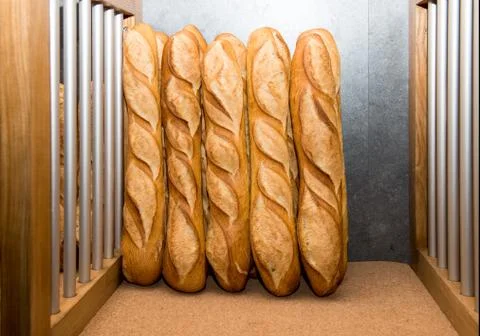French breads in a bakery market Foto stock