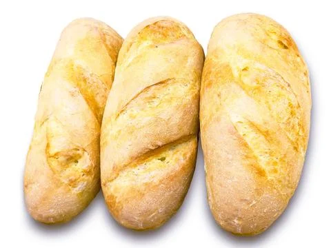 French breads isolate on white background and make with paths. Фото