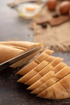 French breads sliced on the table Foto stock