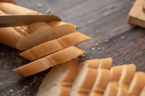 French breads sliced on the table Foto stock