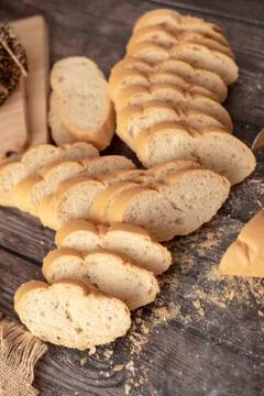 French breads sliced on the table Stock-Fotos