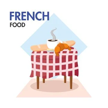 French breakfast table setup. Vector イラスト素材