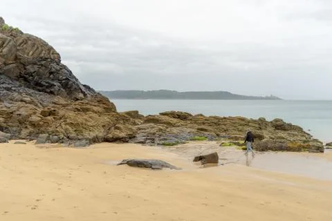 French britanny coast during tide and flow Stock Photos