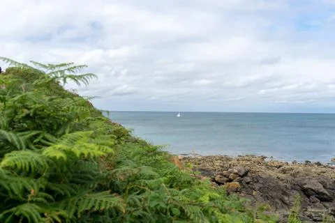 French britanny coast during tide and flow Stock Photos