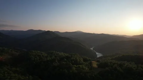 French Broad River At Sunset 2 Stockbeeldmateriaal 246393822