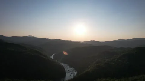 French Broad River At Sunset 3 Stockbeeldmateriaal 246393994