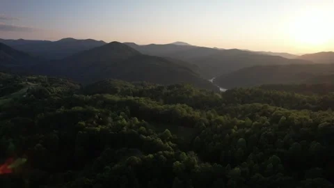 French Broad River At Sunset Stockbeeldmateriaal 246393802