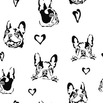 French bulldog seamless pattern. Illustrazione stock