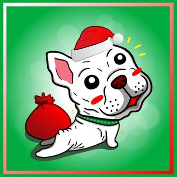 French bulldog wear Santa hat vector. Stock Illustration