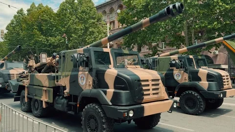 French CAESAR Self-propelled howitzer 1 Stock Footage 336287859