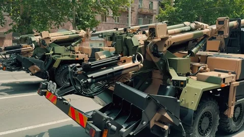 French CAESAR Self-propelled howitzer 5 Stock Footage 336287916