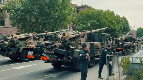 French CAESAR Self-propelled howitzer 11 (Editorial) Stock Footage 336288053