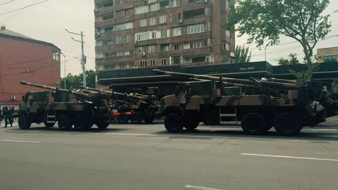 French CAESAR Self-propelled howitzer 15 Stock Footage 336288120
