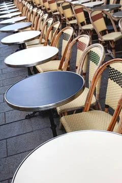 This French cafe is empty Stock Photos