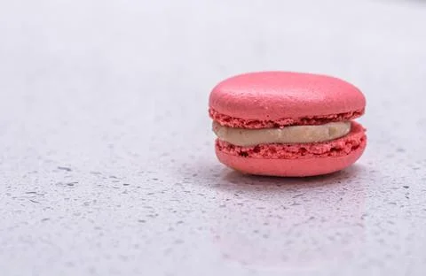 French cake macaron on white background. Tasty fruit, almond sweet cookie Stock Photos