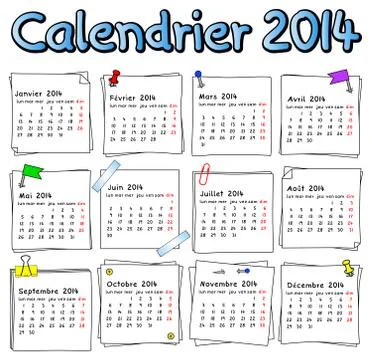 French calendar 2014 Stock Illustration